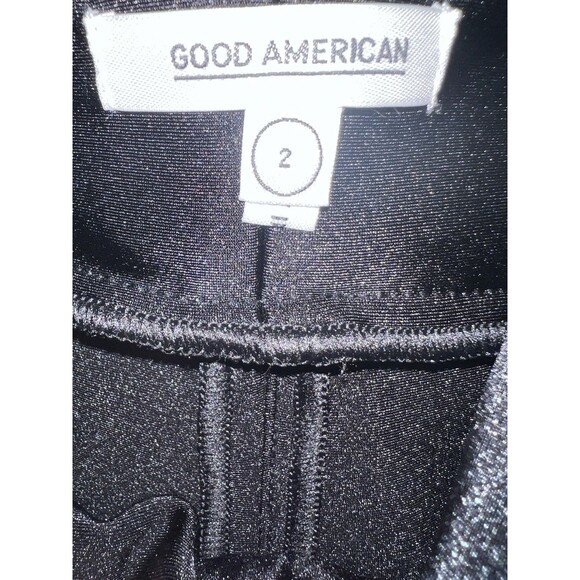 Good American Bike Shorts Womens 2 Sz M Black High Rise Solid Pull On Side Zip - Picture 5 of 8